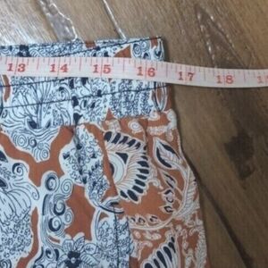 Floral Wide Leg Pants - Orange and Blue